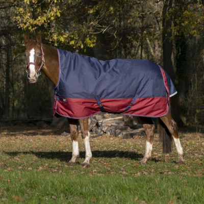 Couverture Equithème Tyrex 1200 D High Neck Marine / bordeaux