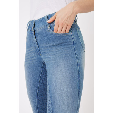 Pantaloni Jean fondello integrale in silicone a vita alta Kaia da donna Horze Pantaloni Jean fondello integrale in silicone a vita alta Kaia da donna Horze