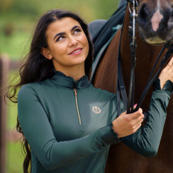 Top Imperial Riding Anna a maniche lunghe Foresta profonda Verde