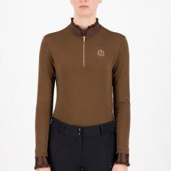 Top Imperial Riding Anna a maniche lunghe Macchiato Marrone