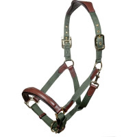 Capestro Luna in cuoio e nylon HKM Verde / marrone