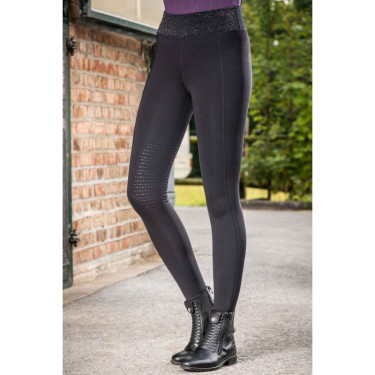 Leggings Lavender Bay con ginocchiere in silicone HKM Nero