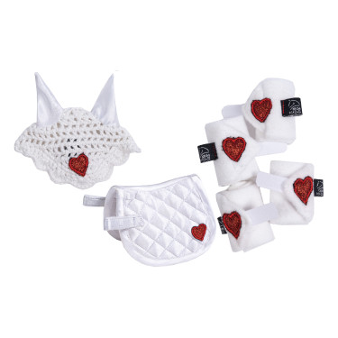 Wedstrijdset Cuddle Pony HKM Bianco / rosso Wedstrijdset Cuddle Pony HKM Bianco / rosso
