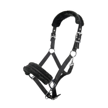 Capestro in nylon Glitter imbottito in pile HKM Nero Capestro in nylon Glitter imbottito in pile HKM Nero