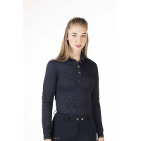 Polo Rosegold Glamour Style a maniche lunghe HKM Blu scuro / oro rosa