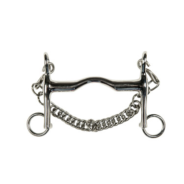 Mors da filetto in acciaio inox 16 mm catena 5 cm HKM