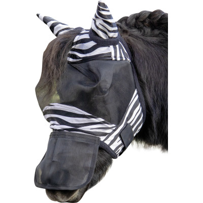 Masque anti-mouches Zebra Shetty HKM Noir / blanc
