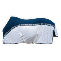 Fliegen-/Abschwitzdecke Monaco Style HKM Bianco / blu navy