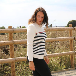 Maglione Pénélope x Saint James Maelle Ecru / blu navy / rosso Motivi Maglione Pénélope x Saint James Maelle Ecru / blu navy / rosso Motivi