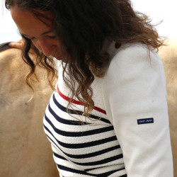 Maglione Pénélope x Saint James Maelle Ecru / blu navy / rosso Motivi Maglione Pénélope x Saint James Maelle Ecru / blu navy / rosso Motivi