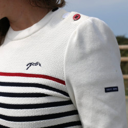 Maglione Pénélope x Saint James Maelle Ecru / blu navy / rosso Motivi Maglione Pénélope x Saint James Maelle Ecru / blu navy / rosso Motivi