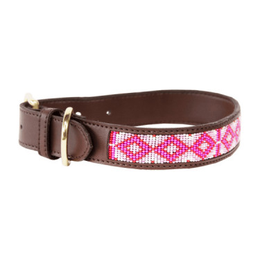Collare per cane con perle fatte a mano Kentucky Rosa