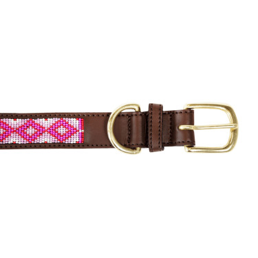 Collare per cane con perle fatte a mano Kentucky Rosa