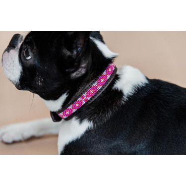 Collare per cane con perle fatte a mano Kentucky Rosa Collare per cane con perle fatte a mano Kentucky Rosa