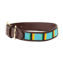 Collare per cane con perle fatte a mano Kentucky Azzurro chiaro Blu