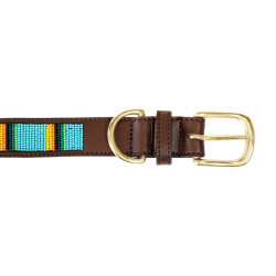 Collare per cane con perle fatte a mano Kentucky Azzurro chiaro Blu