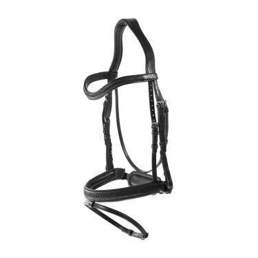 Briglia con capezzina combinata intrecciata con Pull Back Dy'on New English Collection Nero