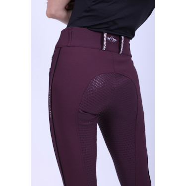 Leggings da equitazione HV Polo Isabell FullGrip Baia nera Bordeaux