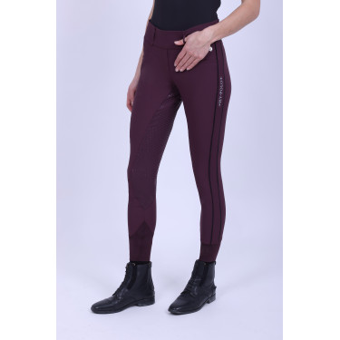 Leggings da equitazione HV Polo Isabell FullGrip Baia nera Bordeaux