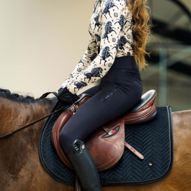 Leggings da equitazione Imperial Riding Shiny Sparks FullGrip Nero