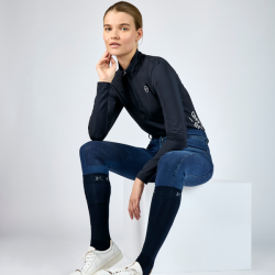Pantaloni Kingsland KLkayce grip al ginocchio in finto jeans da donna Jean scuro Blu marino Pantaloni Kingsland KLkayce grip al ginocchio in finto jeans da donna Jean scuro Blu marino