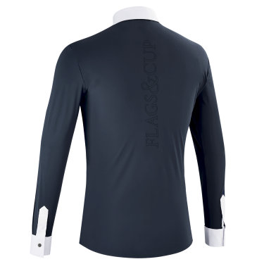 Polo da concorso Flags & Cup uomo Wako maniche lunghe Marina Blu marino Polo da concorso Flags & Cup uomo Wako maniche lunghe Marina Blu marino