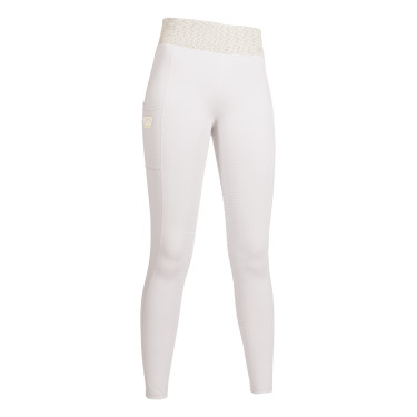 Leggings HKM Lavender Bay con grip in silicone a tutta seduta Bianco