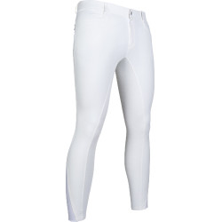 Pantaloni da uomo HKM Sportive full seat in silicone Bianco