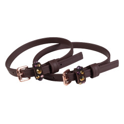 Strisce per speroni HKM Rosegold Glamour Style Biothane Marrone scuro