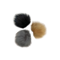 Pompon per berretto HKM in confezione da 3 Marrone / grigio / nero