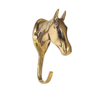 Porta testiera HKM testa di cavallo in ottone