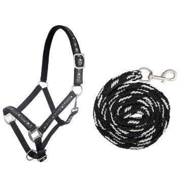 Set da cavezza e lunghina 180 cm con moschettone HKM Stars Set da cavezza e lunghina 180 cm con moschettone HKM Stars