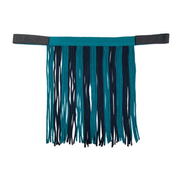 Set cavezza HKM con moschettone e frange staccabili Petrolio / blu navy