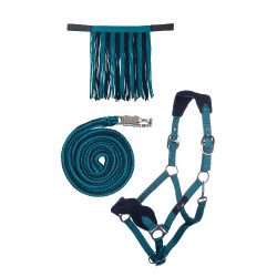 Set cavezza HKM con moschettone antipanico e frange staccabili