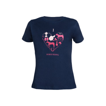 T-shirt bambini HKM I love horse riding Blu scuro