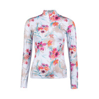 T-shirt tecnico HKM Flower a maniche lunghe Bianco / rosa acceso