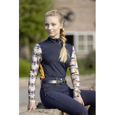 Maglietta tecnica HKM Lyon Active a maniche lunghe Blu scuro Maglietta tecnica HKM Lyon Active a maniche lunghe Blu scuro