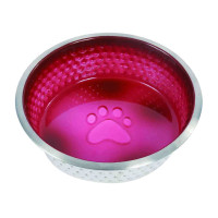 Ciotola per cane WeatherBeeta in acciaio inox antiscivolo Magenta Rosa