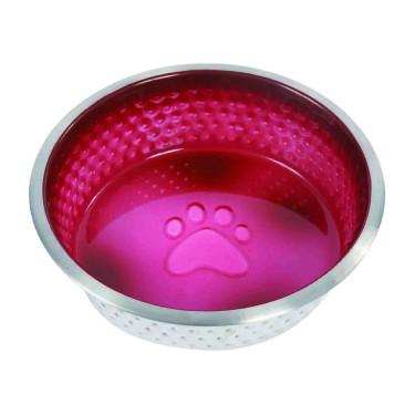Ciotola per cane WeatherBeeta in acciaio inox antiscivolo Magenta Rosa