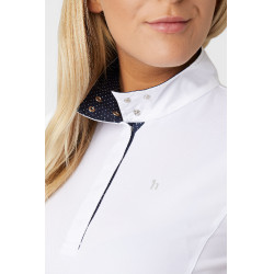 Polo a maniche corte da donna Blaire Horze Crescendo Bianco / blu navy
