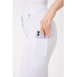 Pantaloni con grip integrale per tutte le stagioni Horze Mira Bianco / blu turchese