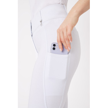 Pantaloni con grip integrale per tutte le stagioni Horze Mira Bianco / blu turchese
