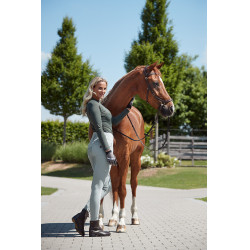 Pantaloni da equitazione a vita alta Tara con grip in silicone a fondo intero da donna Horze Grigio acqua Blu