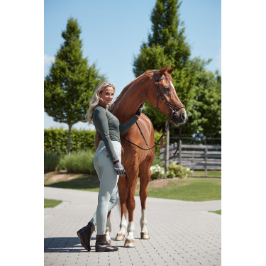 Pantaloni da equitazione a vita alta Tara con grip in silicone a fondo intero da donna Horze Grigio acqua Blu