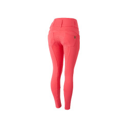 Pantaloni da equitazione a vita alta Tara con grip in silicone a fondo intero da donna Horze Rosso red