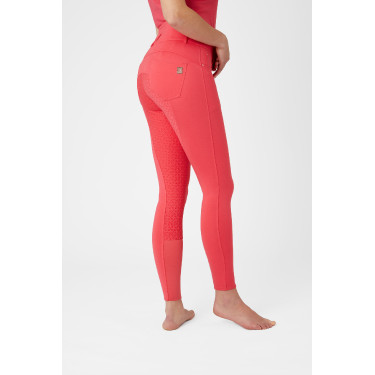 Pantaloni da equitazione a vita alta Tara con grip in silicone a fondo intero da donna Horze Rosso red