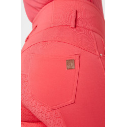 Pantaloni da equitazione a vita alta Tara con grip in silicone a fondo intero da donna Horze Rosso red
