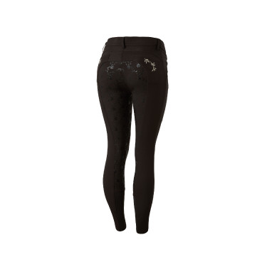 Pantaloni da equitazione da donna Horze Kaitlin con fondello integrale e decorazione floreale Marrone scuro
