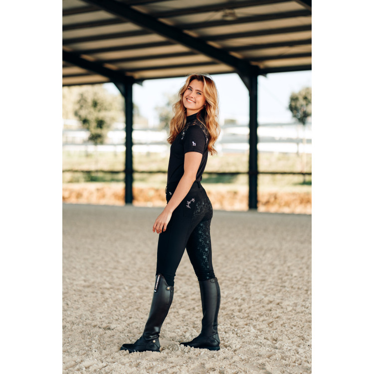 Pantaloni da equitazione da donna Horze Kaitlin con fondello integrale e decorazione floreale Pantaloni da equitazione da donna Horze Kaitlin con fondello integrale e decorazione floreale