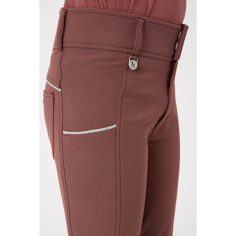 Pantaloni da equitazione con fondo intero in silicone Horze Leighton Junior con tasca per telefono Pantaloni da equitazione con fondo intero in silicone Horze Leighton Junior con tasca per telefono